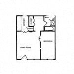 Floor plan for studio, 1 bath, 466 sqft